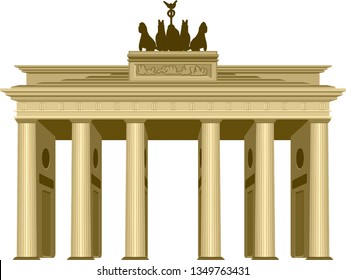 Brandenburg gate.  Arch with horses on the roof. Like a main exhibition in Moscow.