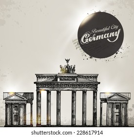 Brandenburg gate. Berlin arch symbol. Hand drawn pencil sketch vector illustration. Vector format