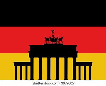 Brandenburg Gate Berlin and German flag illustration