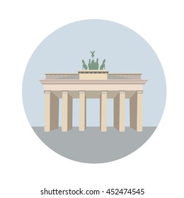 Brandenburg gate of Berlin, Germany. Brandenburger Tor. Architecture monument in Berlin, and one of the best-known landmark. Former city gate marked start of the road. Vector illustration