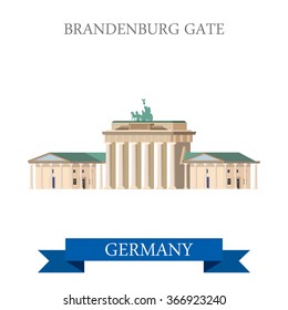 Brandenburg Gate in Berlin Germany. Flat cartoon style historic sight attraction point of interest web site vector illustration. World countries cities vacation travel sightseeing collection.