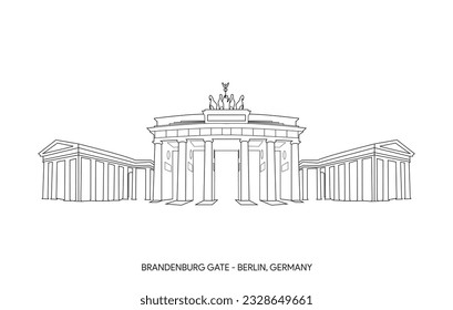 Brandenburg Gate, Berlin Germany - Line Art Vector Illustration