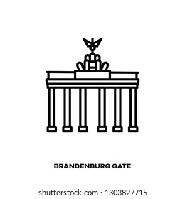 Brandenburg Gate at Berlin, Germany, vector line icon. International landmark and tourism symbol.