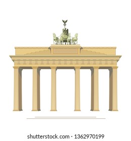 Puerta de Brandeburgo en Berlín Alemania vector ilustración detallada de color para el diseño aislado en fondo blanco.