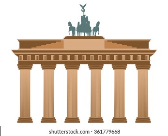 Brandenburg Gate in Berlin. Isolated on white background.