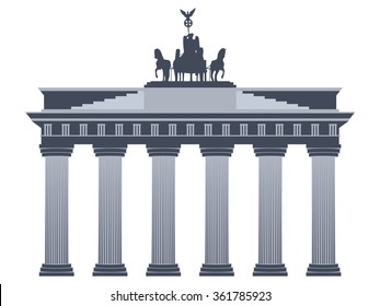 Brandenburg Gate in Berlin. Isolated on white background.