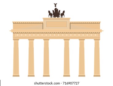 Brandenburg Gate in Berlin. Isolated on white background.