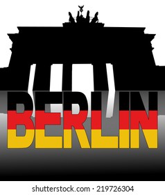La Puerta de Brandenburgo de Berlín reflejada en la ilustración vectorial de la bandera alemana