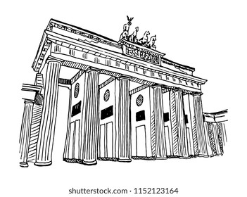 Brandenburg Gate In Berlin Sketch Illustration