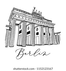 Brandenburg Gate In Berlin Sketch Illustration