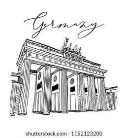 Brandenburg Gate In Berlin Sketch Illustration