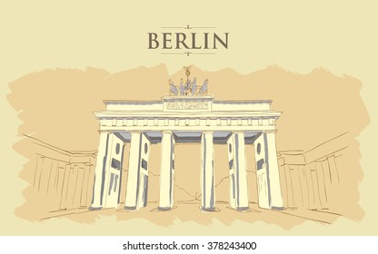 Brandenburg Gate Berlin Vector Drawing Freehand Stock Vector (Royalty ...