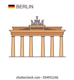 Brandenburg Gate in Berlin. Vector illustration of Travel Icon.