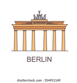 Brandenburg Gate in Berlin. Vector illustration of Travel Icon.