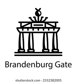 Brandenburg gate icon designed in doodle style 