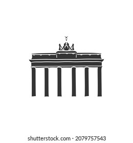 Brandenburg Gate Icon Silhouette Illustration. Berlin Monument Vector Graphic Pictogram Symbol Clip Art. Doodle Sketch Black Sign.