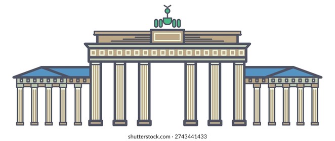 Brandenburg gate line icon. German landmark symbol