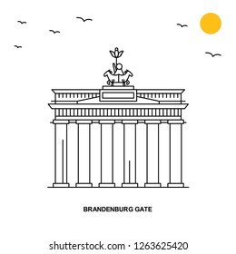 BRANDENBURG GATE Monument. World Travel Natural illustration Background in Line Style