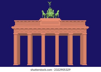 Brandenburg Gate on a blue background