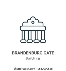 Brandenburg gate outline vector icon. Thin line black brandenburg gate icon, flat vector simple element illustration from editable buildings concept isolated stroke on white background