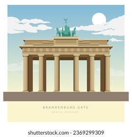 La Puerta de Brandenburgo - Pariser Platz , Berlín, Alemania - Ilustración de acciones como archivo EPS 10