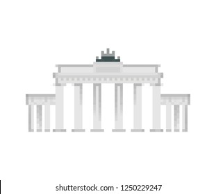 Brandenburg Gate pixel art. Berlin landmark 8 bit. Germany showplace Pixelate 16bit. Old game computer graphics style