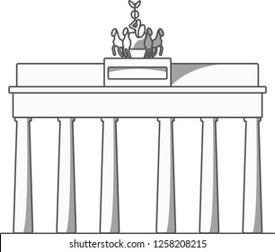 Brandenburg Gate vector illustration. Black and white flat design Brandenburger Tor isolated on white background.