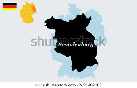 Brandenburg Germany Map with German Flag - Federal State Vector Illustration