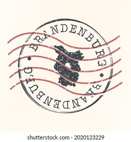 Brandenburg, Germany Stamp Map Postal. Silhouette. Passport Round Design. Vector Icon. Design Retro Travel National Symbol.