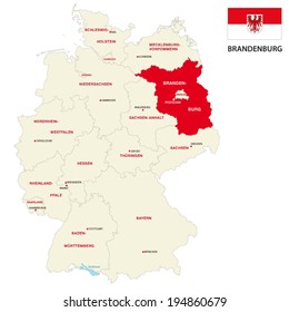 brandenburg map with flag