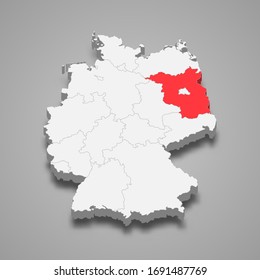 Brandenburg state location within Germany 3d map