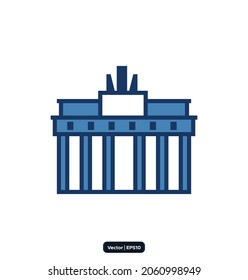 brandenburg_gate icon. Travel landmarks and destinations icons. Vector icon set representing global tourist landmarks and travel destinations for vacations.