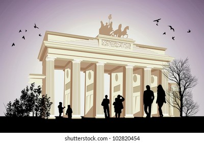 The Brandenburger Gate ancient gateway to Berlin, Germany