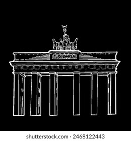 Brandenburger tor. Berlin symbol. Sketch, outline style.