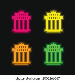 Branderbourg Gate four color glowing neon vector icon