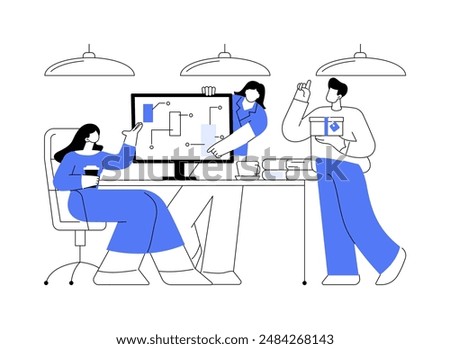 Branding abstract concept vector illustration. Business partners create a trademark for new startup, branding process, investment strategy, raising money, funding idea abstract metaphor.