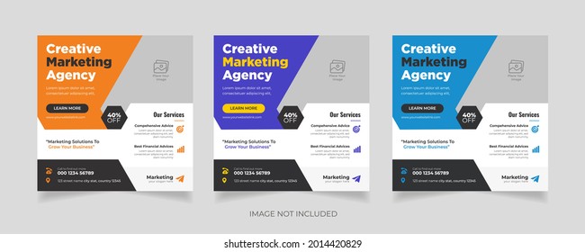 
Branding agency corporate social media post banner or square flyer Vector. Digital marketing corporate social media live webinar  template Vector