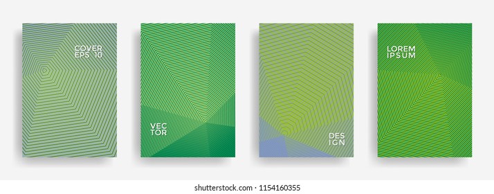 Branding annual report design vector collection. Gradient halftone grid texture cover page layout templates set. Report covers geometric design, business brochure pages corporate templates.