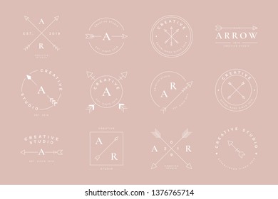 Branding arrow badge design collection vector