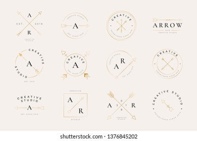 Branding arrow badge design collection vector