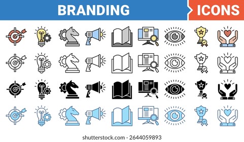 Branding banner icon set with multiple style collection.