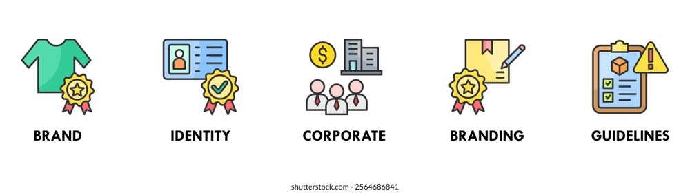 Branding banner web icon vector illustration concept with icon of brand, identity, corporate, branding, and guidelines