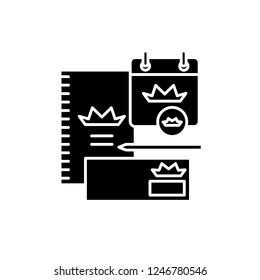 Branding book black icon, vector sign on isolated background. Branding book concept symbol, illustration 
