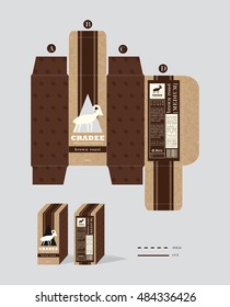 Branding and Box Packaging design for a coffee. Vector template illustration