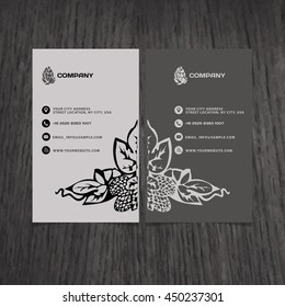 Branding, brand book, business card, vector business card beer company with a plant hops and malt