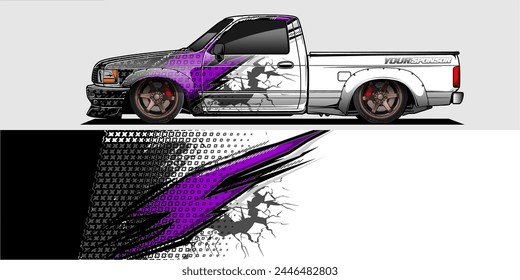 Branding Car Decal Wrap Design. Abstract Striped Racing Background Kit for Vehicles - Vector Graphics