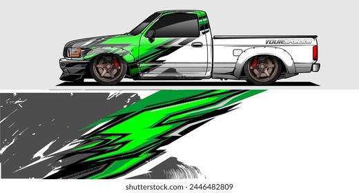 Branding Car Decal Wrap Design. Abstract Striped Racing Background Kit for Vehicles - Vector Graphics