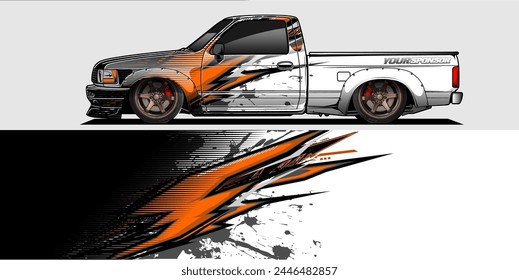 Branding Car Decal Wrap Design. Abstract Striped Racing Background Kit for Vehicles - Vector Graphics