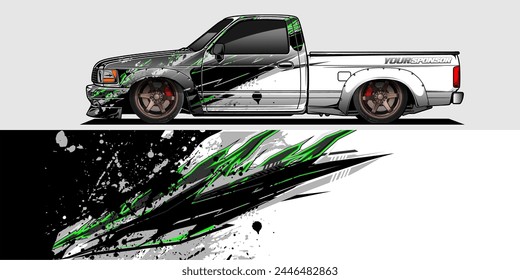 Branding Car Decal Wrap Design. Abstract Striped Racing Background Kit for Vehicles - Vector Graphics