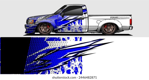 Branding Car Decal Wrap Design. Abstract Striped Racing Background Kit for Vehicles - Vector Graphics